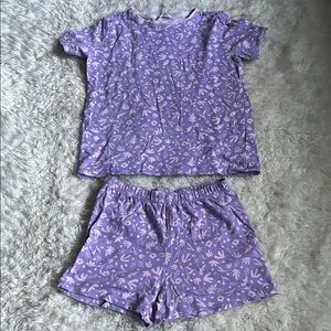 GUC - Penti Girls' Cotton Purple Patterned Pajama Set 9-10 Yrs